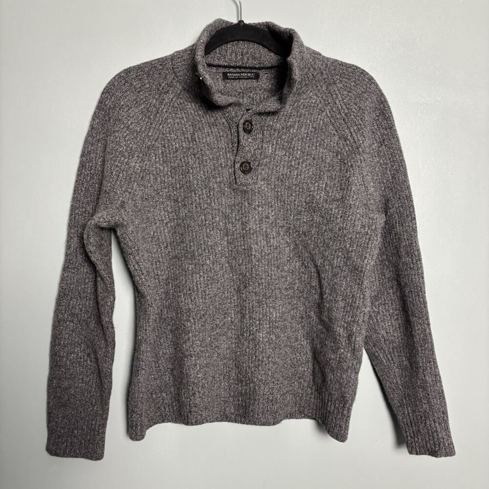 BANANA REPUBLIC Womens 100% Merino Wool Gray Long Sleeve Sweater Large Cozy Warm